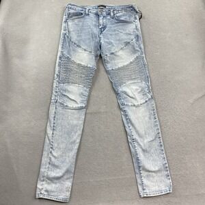 True Religion Jeans Mens 30 Blue Denim Pants rocco Relaxed Skinny Moto Stretch